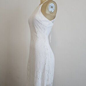 BISOU BISOU  Womens Maxi Dress White A-Line Pleated Boho-style w/cutouts- Size 6